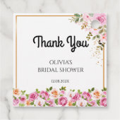 Danke Petals und Prosecco Floral BridalShower Geschenkanhänger (Rückseite)