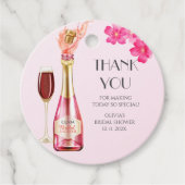 Danke Petals und Prosecco FloralBridal Dusche Geschenkanhänger (Vorderseite)
