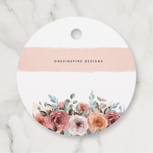 Danke, Pfirsich, Blush, Minzflora, Hochzeit Geschenkanhänger (Rückseite)