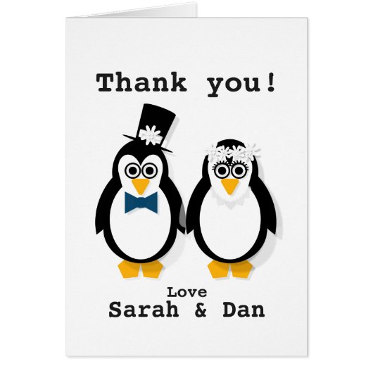 "Danke!" Pinguin-Hochzeitskarte (Vorne)