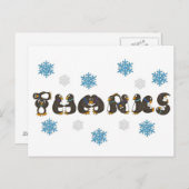 Danke Pinguin Winter Snowflake Holiday Postkarte (Vorne/Hinten)