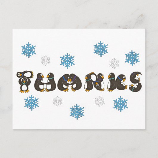 Danke Pinguin Winter Snowflake Holiday Postkarte (Vorderseite)