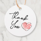 Danke Pink Aquarell Herz Geschenkanhänger (Vorderseite)