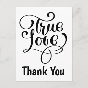 Danke Pink & Black True Love Hearts Hochzeit Postkarte