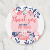 Danke Pink Blue Flowers Botanical Baby Dusche Geschenkanhänger (Vorderseite)