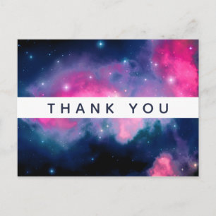 Danke Pink & Blue Galaxy & Sterne Abstract Postkarte