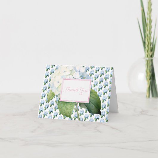 Danke Pink Blue Hydrangea Faltkarte (Vorderseite)