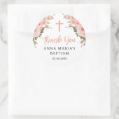 Danke Pink Blume Girl Baptisse Runder Aufkleber (Tasche)