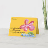 Danke Pink Blume Turtle Watercolor Card (Rückseite)