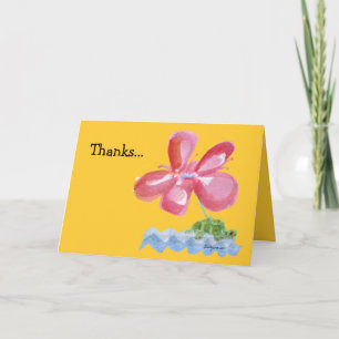 Danke Pink Blume Turtle Watercolor Card