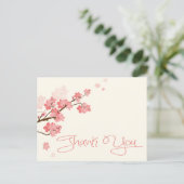 Danke Pink Cherry Blossom Blume Postkarte (Stehend Vorderseite)