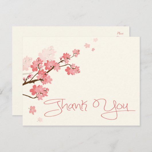 Danke Pink Cherry Blossom Blume Postkarte (Vorne/Hinten)