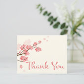 Danke Pink Cherry Blossom Floral Postcard Postkarte (Stehend Vorderseite)