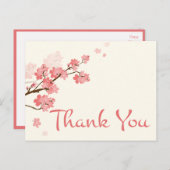 Danke Pink Cherry Blossom Floral Postcard Postkarte (Vorne/Hinten)