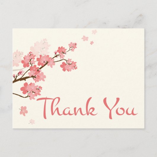 Danke Pink Cherry Blossom Floral Postcard Postkarte (Vorderseite)