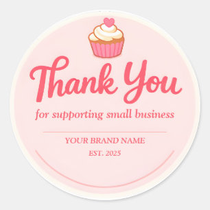Danke Pink Cupcake Bäckerei Runder Aufkleber