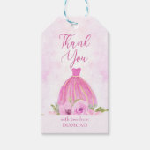 Danke, Pink Floral Princess Dress Geschenkanhänger (Vorderseite)