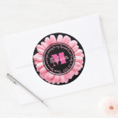 Danke Pink Gerbera Fügen Sie Ihre eigene Nachricht Runder Aufkleber (Umschlag)
