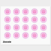 Danke Pink Gingham Classic Round Sticker (Blatt)