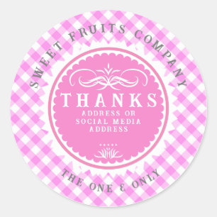 Danke Pink Gingham Classic Round Sticker