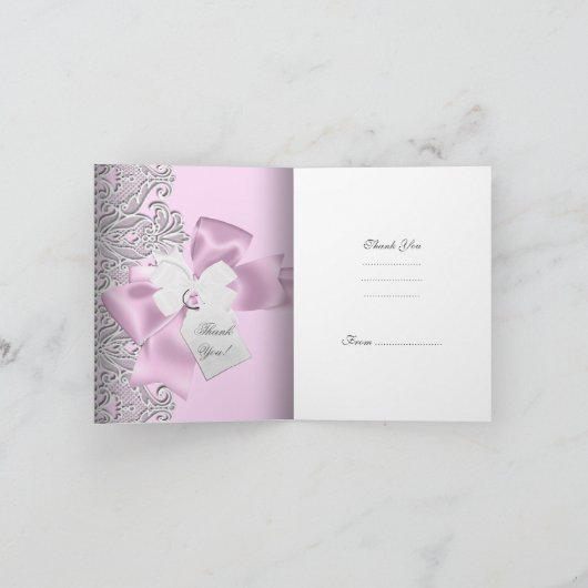 Danke, Pink Gray White Lace Dankeskarte (Innenseite)