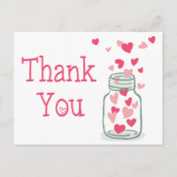 Danke Pink Hearts Vintag Mason Jar Liebe