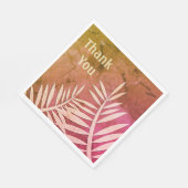 Danke Pink Leaf Silhouette Pattern Marble Serviette (Ecke)