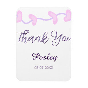 danke pink lila pastell hochzeit name datum lea magnet
