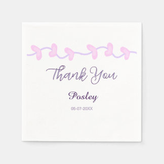 danke pink lila pastell hochzeit name datum lea serviette