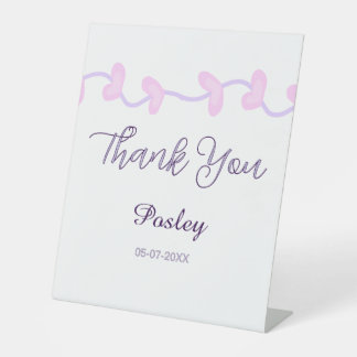danke pink lila pastell hochzeit name datum lea sockelschild