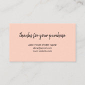 Danke Pink | Moderne Minimalistische Handschrift Rabattkarte (Rückseite)