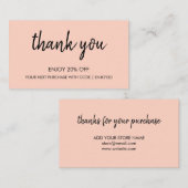 Danke Pink | Moderne Minimalistische Handschrift Rabattkarte (Vorne/Hinten)
