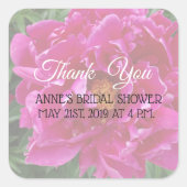 Danke, Pink Peony Brautparty Stickers (Vorderseite)