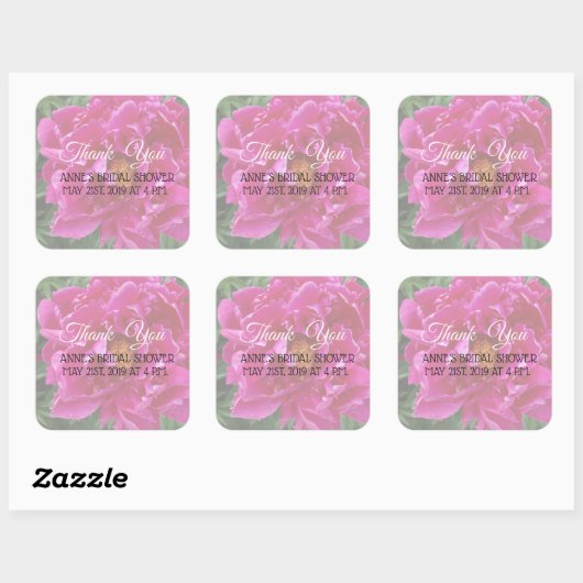 Danke, Pink Peony Brautparty Stickers (Blatt)