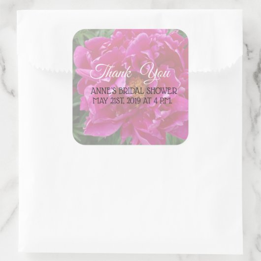 Danke, Pink Peony Brautparty Stickers (Tasche)