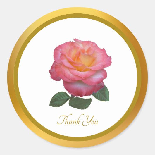 Danke Pink Rose Aufkleber (Vorderseite)