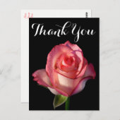 Danke Pink Rose Blume Black Floral Postkarte (Vorne/Hinten)