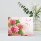 Danke, Pink Rose Blume Blank Floral Post Card Postkarte (Stehend Vorderseite)