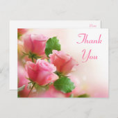 Danke, Pink Rose Blume Blank Floral Post Card Postkarte (Vorne/Hinten)