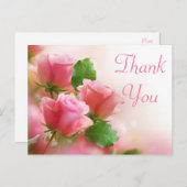 Danke, Pink Rose Blume Blank Floral Post Card Postkarte (Vorne/Hinten)