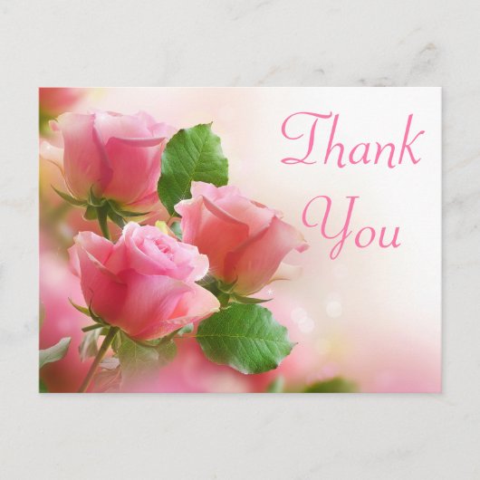 Danke, Pink Rose Blume Blank Floral Post Card Postkarte (Vorderseite)