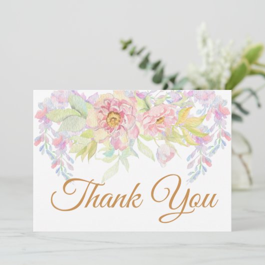 Danke Pink Rose Floral (Stehend Vorderseite)