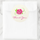Danke Pink Rose Illustration Runder Aufkleber (Tasche)