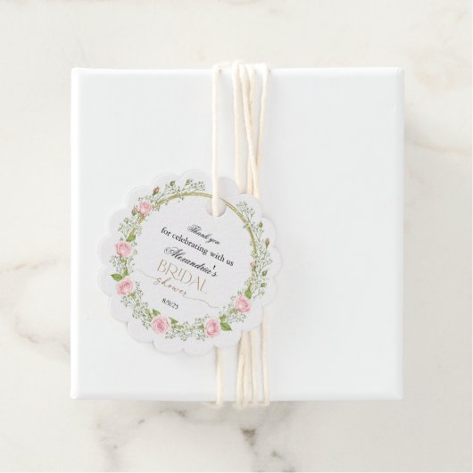 Danke Pink Roses & Baby's Breathe Geschenkanhänger (Beispiel)