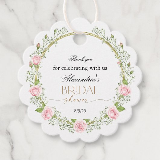 Danke Pink Roses & Baby's Breathe Geschenkanhänger (Vorderseite)