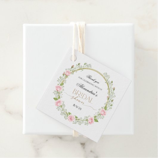 Danke Pink Roses & Baby's Breathe Geschenkanhänger (Beispiel)