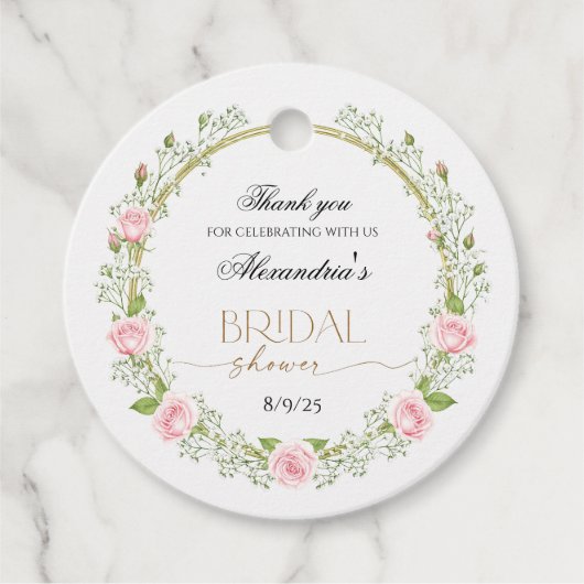 Danke Pink Roses & Baby's Breathe Geschenkanhänger (Vorderseite)