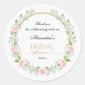 Danke Pink Roses & Baby's Breathe Runder Aufkleber (Vorderseite)