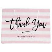 Danke | Pink Stripes Retail Shopping Bag Große Geschenktüte (Vorderseite)