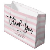 Danke | Pink Stripes Retail Shopping Bag Große Geschenktüte (Vorderseite Schrägansicht)